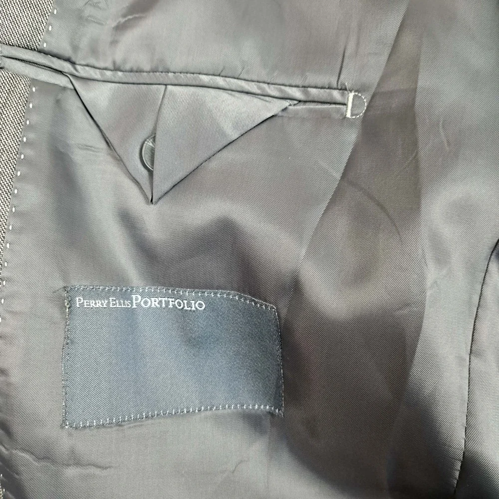 New‎ Perry Ellis Portfolio Athetic Fit Men's Jacket Size 46R 38W  Gray